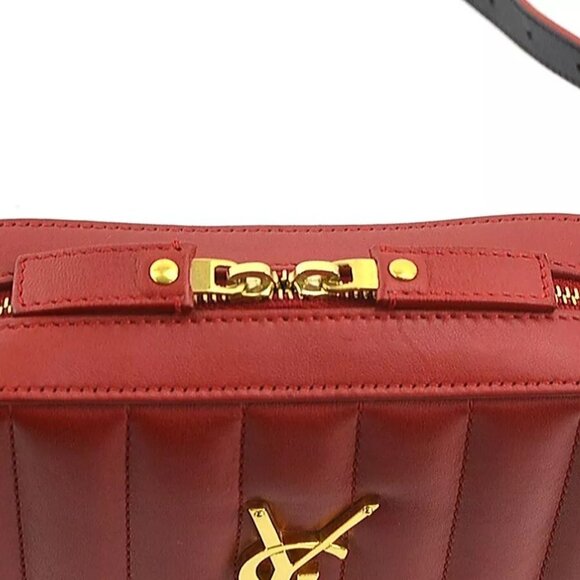 Auth SAINT LAURENT Waist Bag Belt Bag Red Leather/Goldtone - Picture 5 of 14